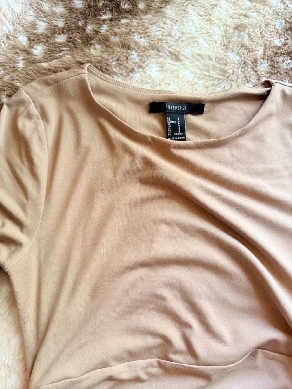 S Forever 21 Brown Ruched Bodycon Mini Dress